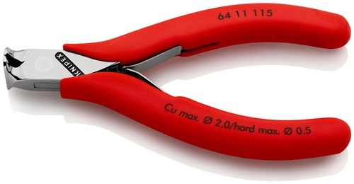 KNIPEX 64 11 115 Elektronik-Vornschneider  Länge 115 mm Form 1 Facette nein spie