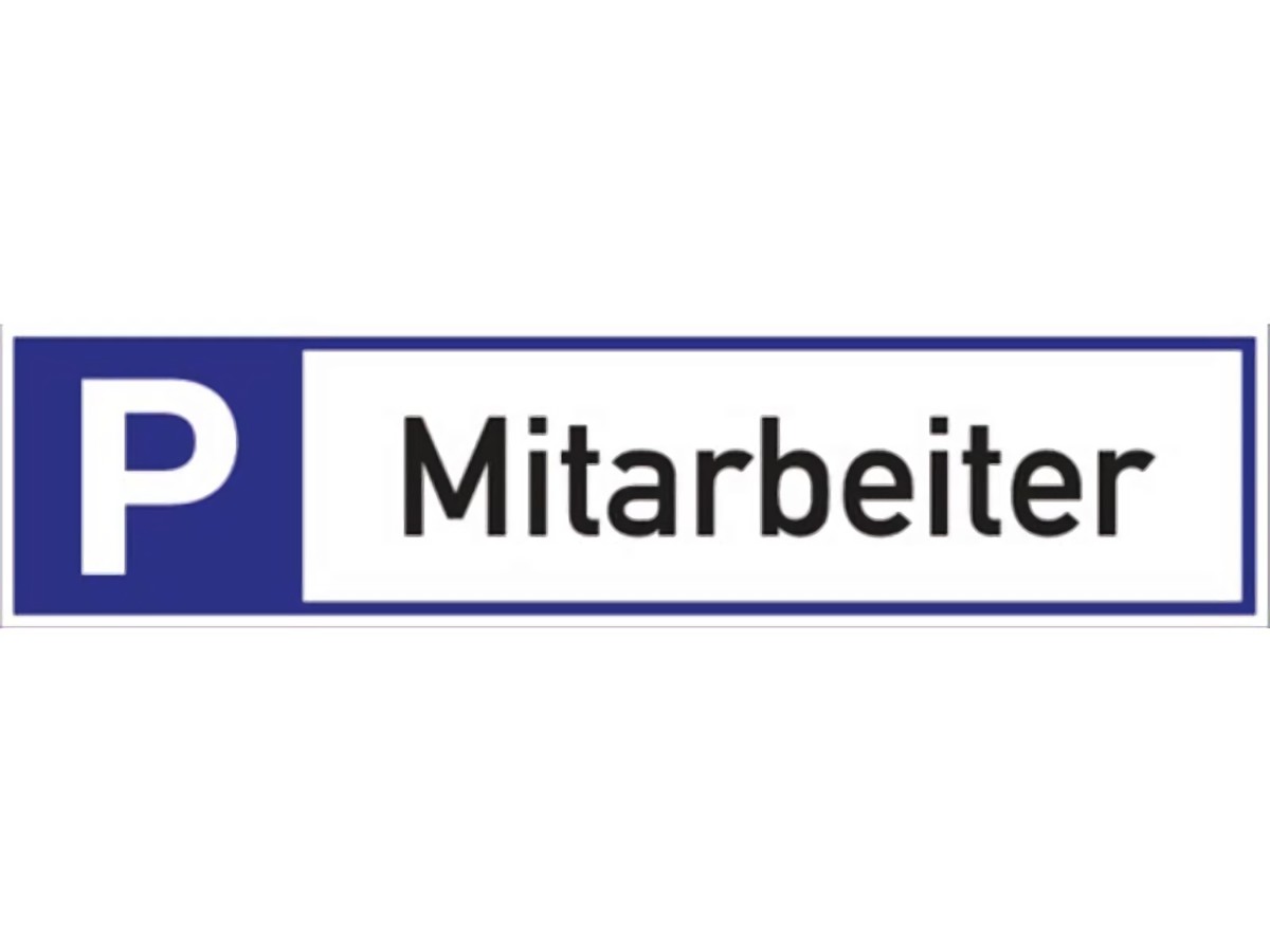 Parkplatzbeschilderung Parkplatz für Mitarbeiter L460xB110 mm Aluminium weiß/b