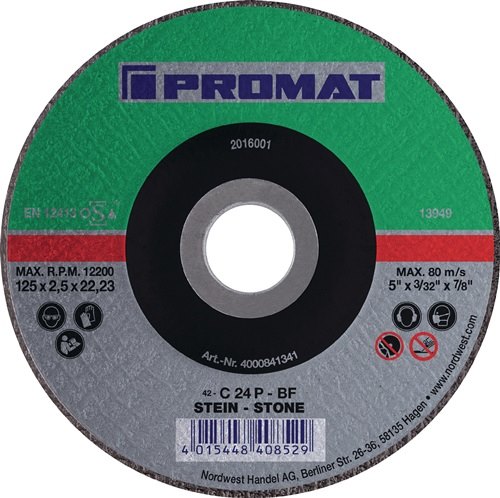 PROMAT  Trennscheibe  D125x2,5mm gekröpft Stein Bohrung 22,23 mm