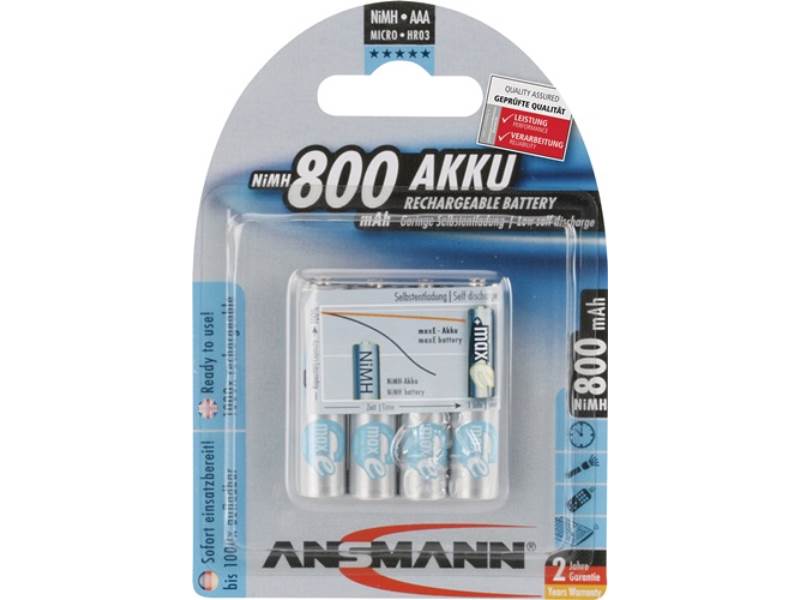 ANSMANN 5035042 Akku-Zelle maxE 1,2 V 800 mAh R03-AAA-Micro HR03 4