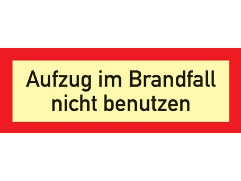 Brandschutzzeichen L297xB105 mm Aufzug im Brandfall nicht benutzen Kunststoff