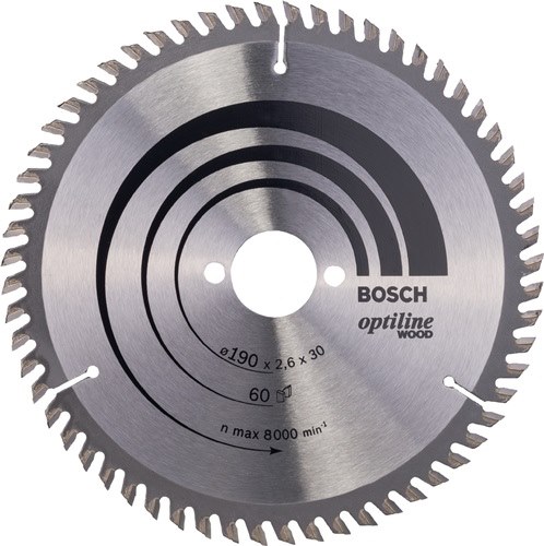 BOSCH 2608641188 Kreissägeblatt PRO Wood Außen-Ø 190 mm Zähnezahl 60 WZ Bohrung