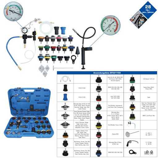 Brilliant Tools  BT521150 Master Kühlsystem-Diagnose-Satz, 27-tlg.