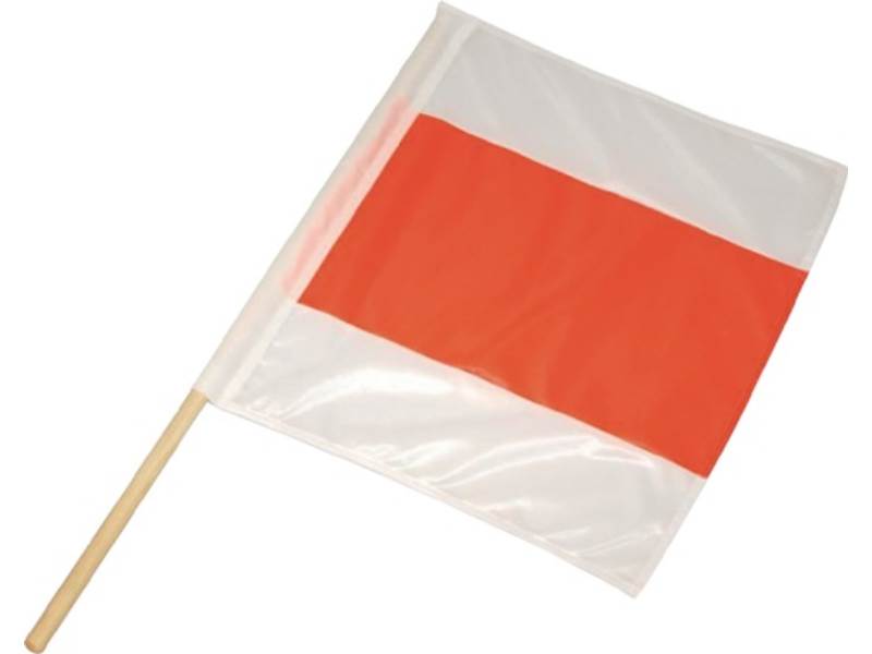 20222 Warnfahne Länge 500 x Breite 500 mm Polyester mit Holzstiel