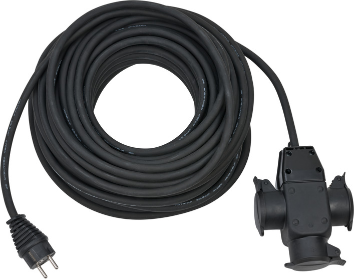 Brennenstuhl 1167820301 Verl.-Kabel 25m H07RN-F3G1,5 schwarz mit 3fach Gummikupplung  Baustellen-Verlängerungskabel 25m H07RN-F3G1,5 mit 3-fach Gummikupplung IP 44 und mit integrierter Vorrichtung zum BefestigenArtikelnummer1167820301EAN400712367031