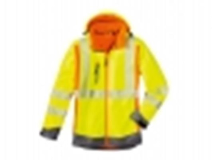 4PROTECT® Warnschutz-Softshelljacke HOUSTON leuchtgelb/-orange/grau 3475 Gr. L