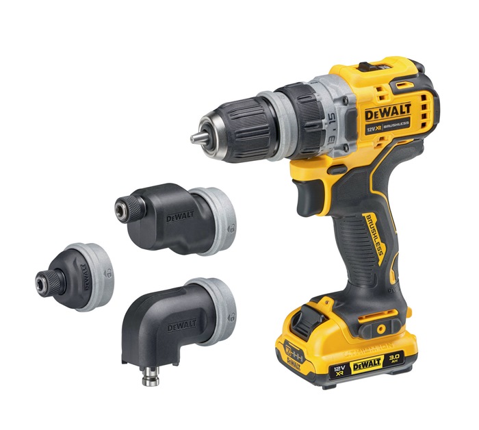 DEWALT DCD703L2T-QW Akkubohrschrauber DCD 703 L2T 12 V 3 Ah 1,5-10 mm  bürstenloser Motor · Vollmetallgetriebe · 15-stufiges Drehmomentmodul · Schalterelektronik · Sicherheitselektronik (permanente Überprüfung von Akku-Temperatur, Stromentnahme und Entlad