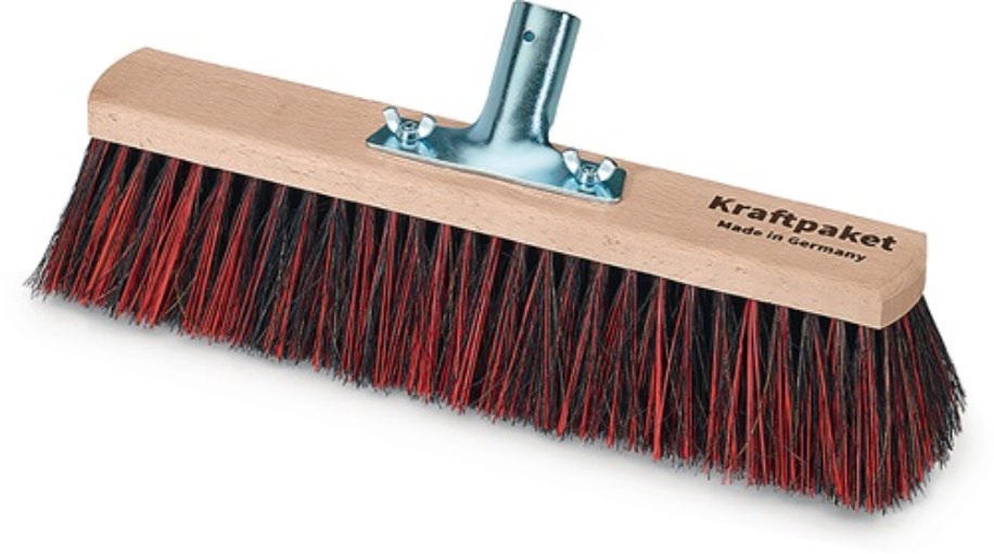 235470 Besen  Arenga/Elastonmischung Länge 600 mm m.Metallstielhalter Flachholz