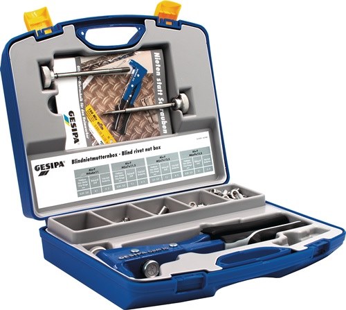 GESIPA 1435455 Blindnietmutternsortimentbox  156 teilig Zange GBM10 u.Blindnietm