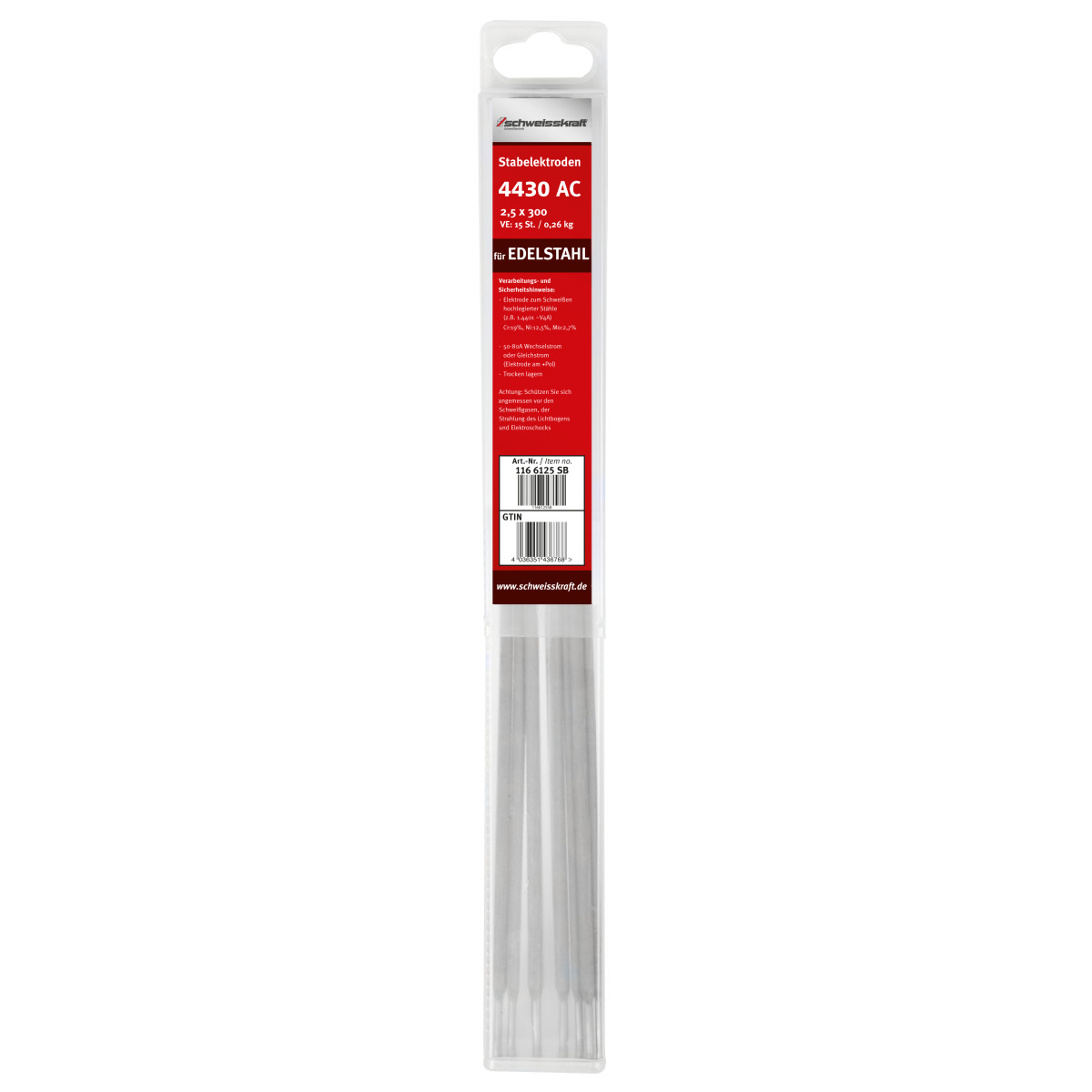 SCHWEIßKRAFT 1166125SB Stabelektrode 4430 AC 2,5 x 300 mm Inhalt 15 Stück