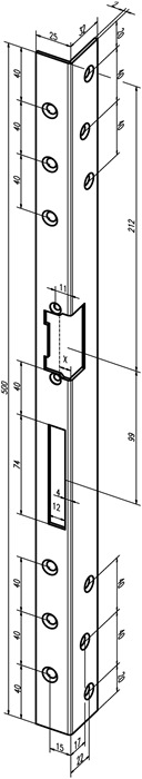 ASSA ABLOY -31240-05 Sicherheits-Winkelschließblech 312 Länge 500 mm Stärke 2 mm