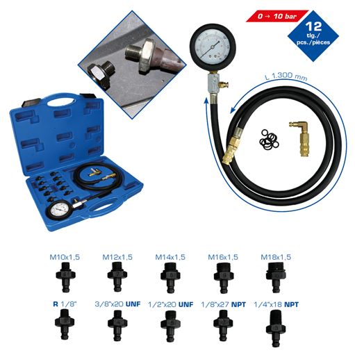 Brilliant Tools  BT581450 Öldruck-Tester-Satz, 12-tlg.