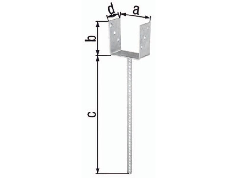 GAH 214418 U-Pfostenträger ETA-10/0210 101x100x400x60mm feuerverzinkt mit extra