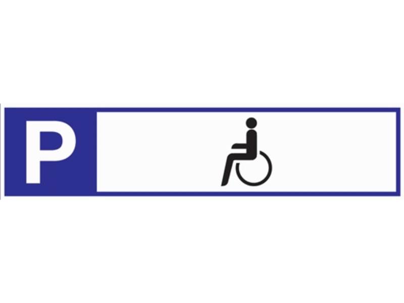Parkplatzbeschilderung Parkplatz für Behinderte L460xB110 mm Aluminium weiß/bl