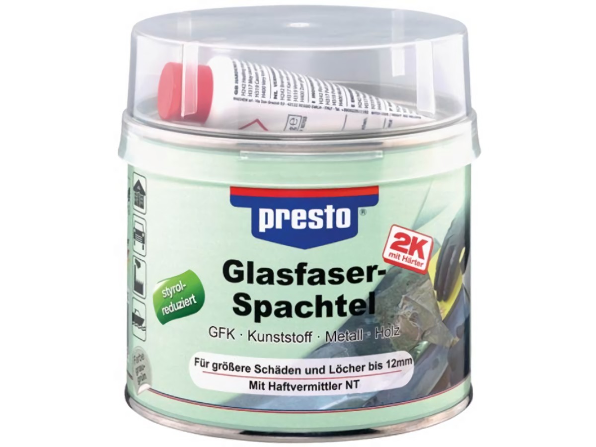 PRESTO 601112 2K-Glasfaserspachtel  grau-grün, Härter rot 1000 g