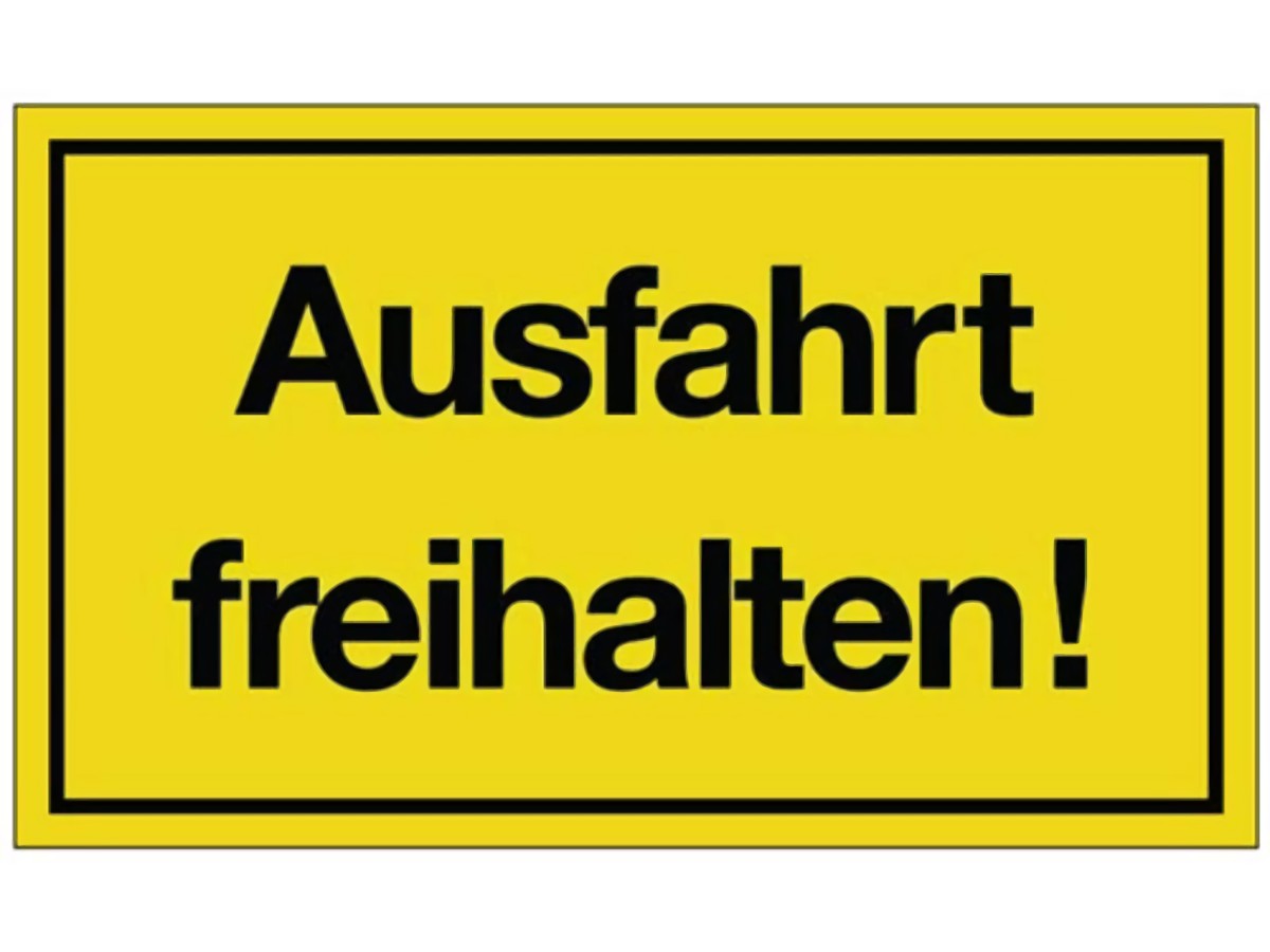 Hinweiszeichen Ausfahrt freihalten! L250xB150 mm gelb schwarz Kunststoff