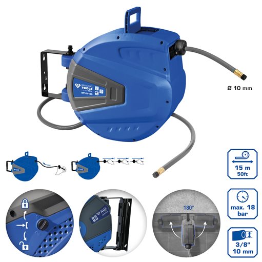 Brilliant Tools  BT161100 Automatischer Druckluftschlauch-Aufroller, Ø 10 mm x 1