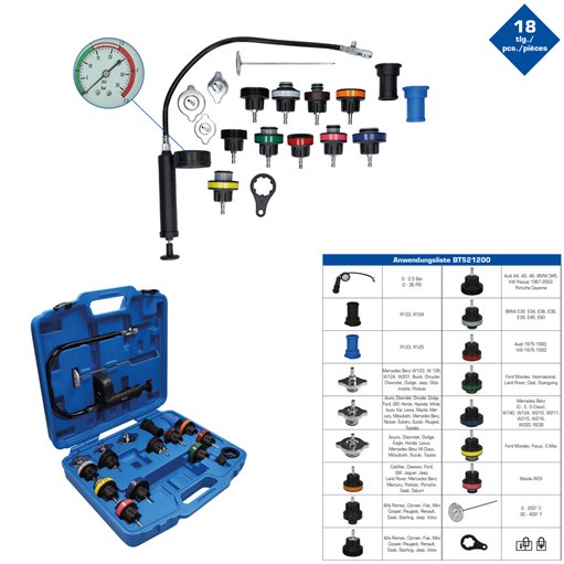 Brilliant Tools  BT521200 Kühlsystem-Diagnose-Satz, 18-tlg.