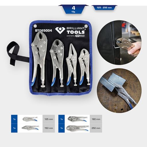 Brilliant Tools  BT065004 Feststellzangen / Gripzangen-Satz, 4-tlg