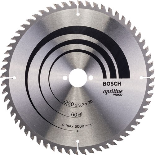 BOSCH 2608640729 Kreissägeblatt PRO Wood Außen-Ø 250 mm Zähnezahl 60 WZ Bohrung