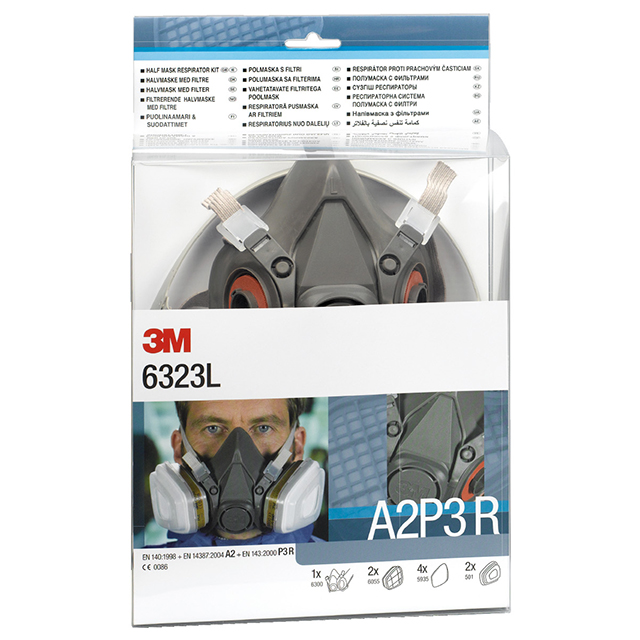 3M 6223M Maskenset Gase&Dämpfe 2x Deckel 501 A2P3 mit 1x Maske 6200M,