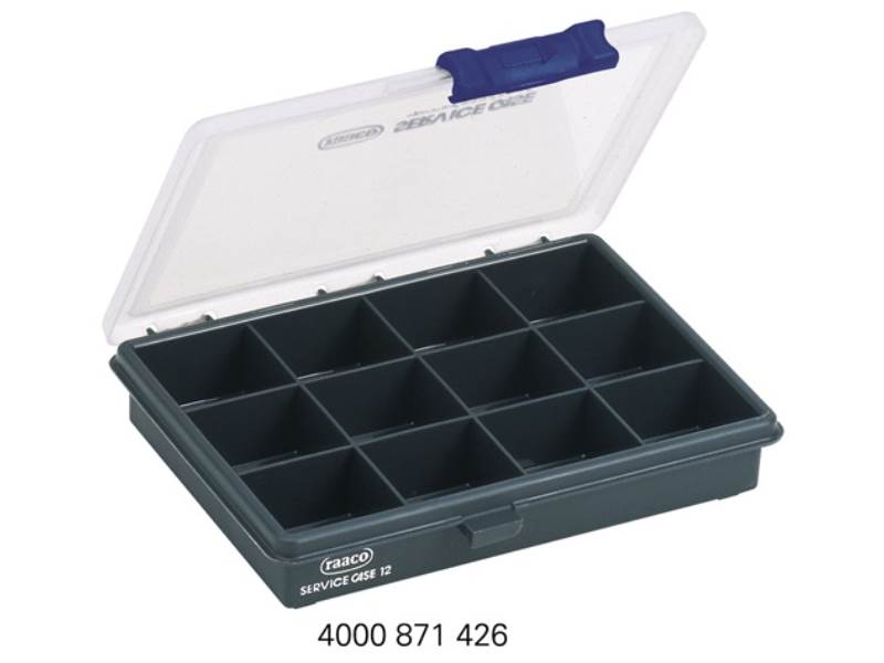 RAACO 136143 Sortimentskasten  B175xT143xH32mm 12 Fächer transparent dunkelblau