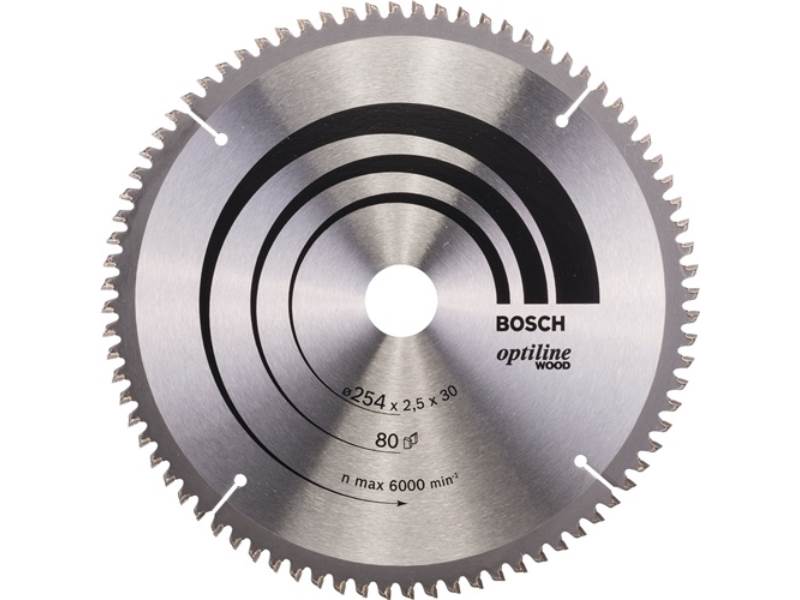 BOSCH 2608640437 Kreissägeblatt PRO Wood Außen-Ø 254 mm Zähnezahl 80 WZ/N Bohrun