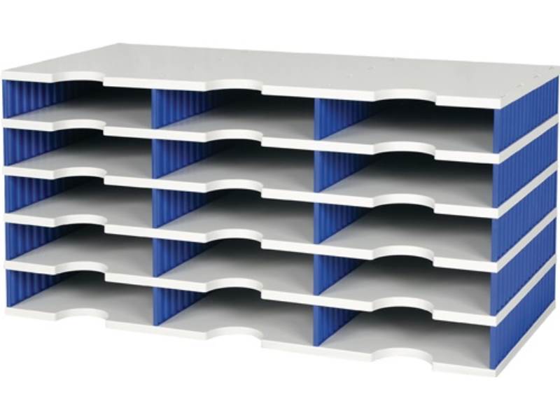 Sortierablage 15 Fächer H363xB723xT331mm Polystyrol grau/blau